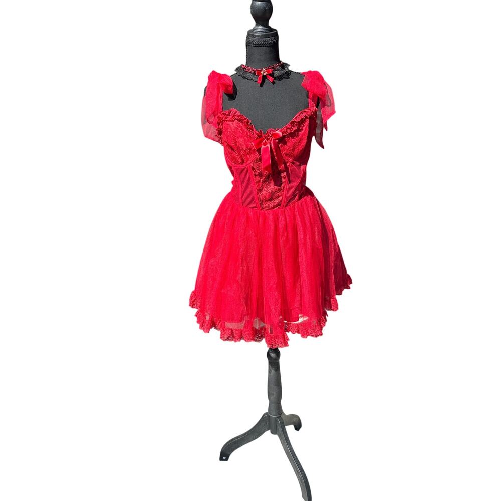 Widow tulle corseted dress red size 2x